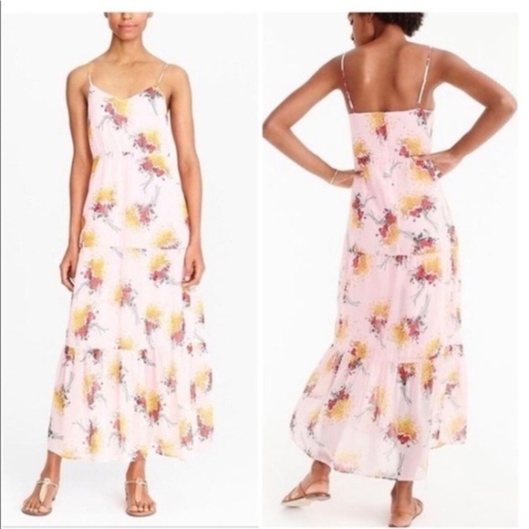 J. Crew Mercantile Pink Tiered Floral Maxi Dress 31716 - Picture 1 of 13